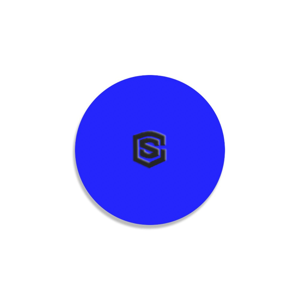 Blue Round Coaster with Black Logo Round Coaster