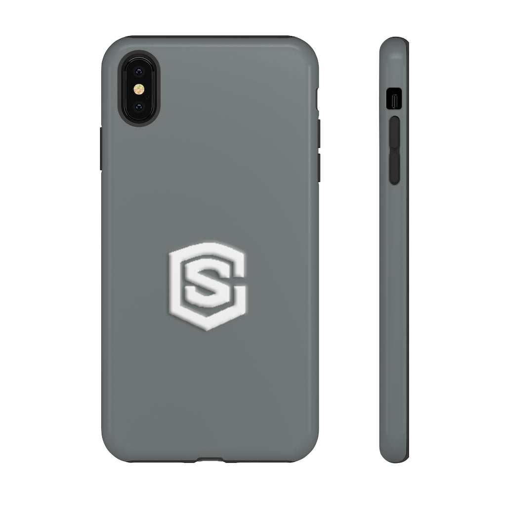 Grey Tough Cases White Logo
