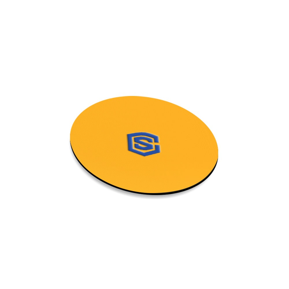 Orange Round Coaster with Blue Logo Round Coaster