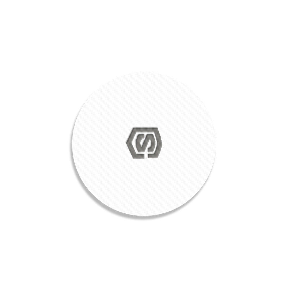 White Round Coaster with Gray Logo Round Coaster