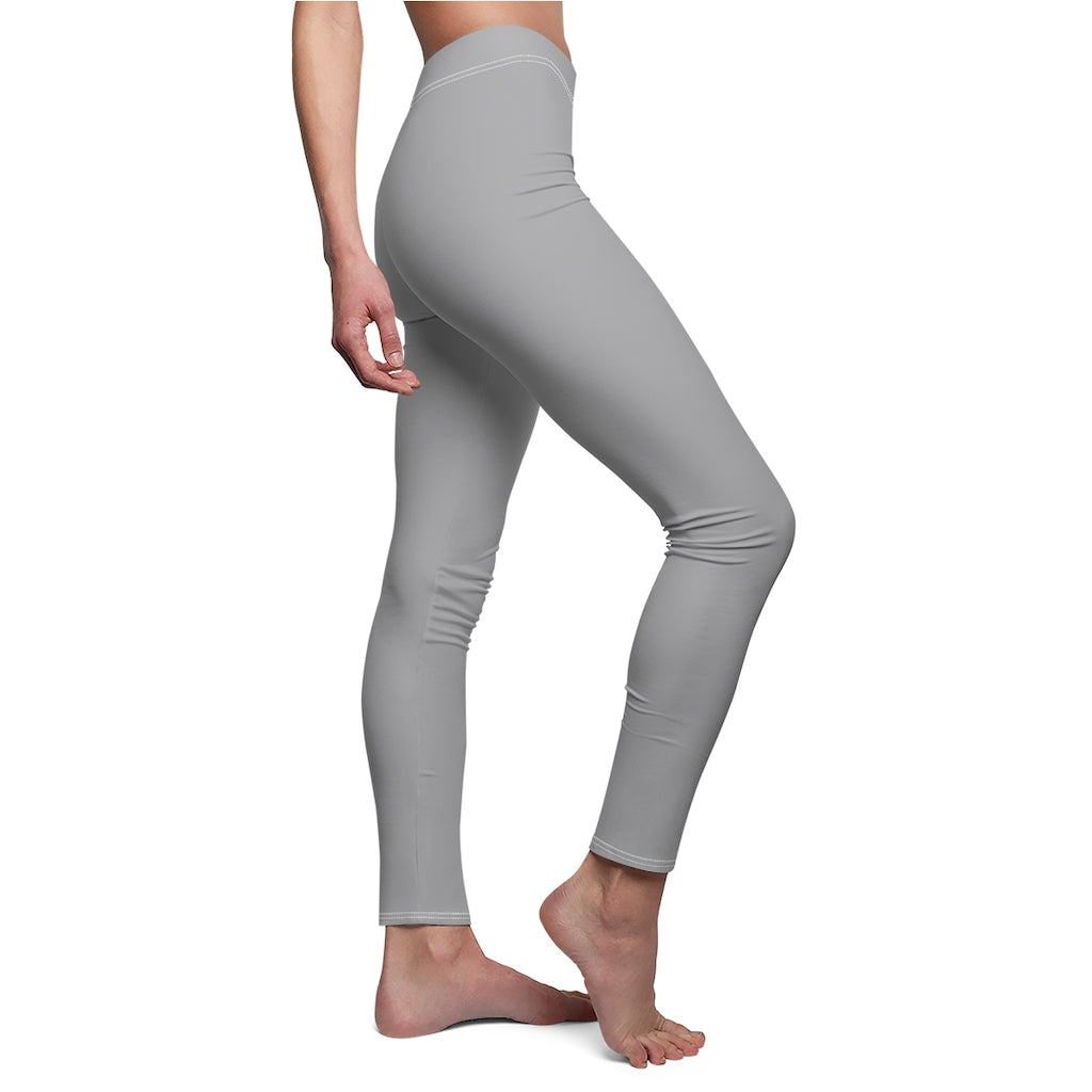 Grey Women's Cut & Sew Casual Leggings Gold logo