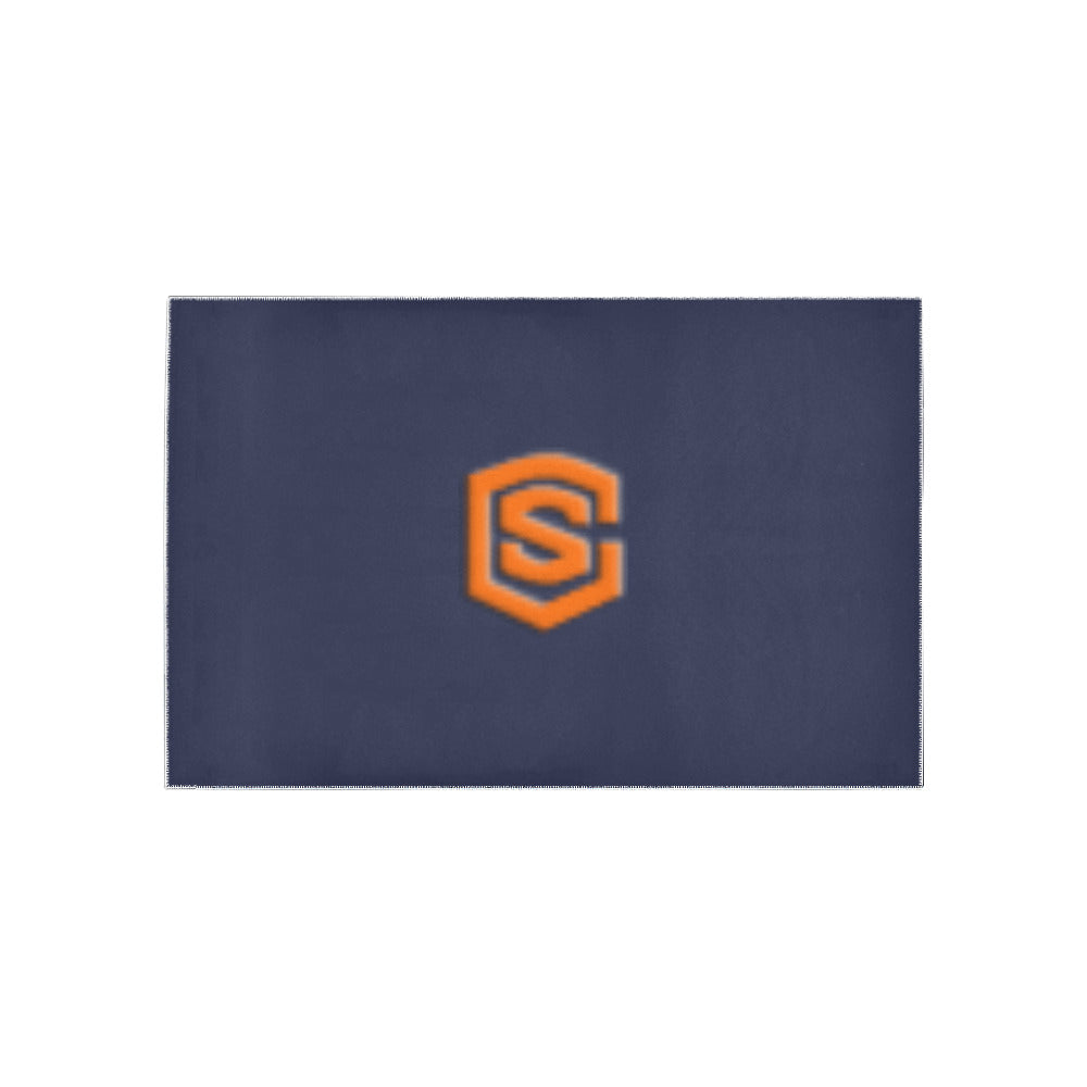 Blue Area Rug Orange Logo Area Rug 5' x 3.2'