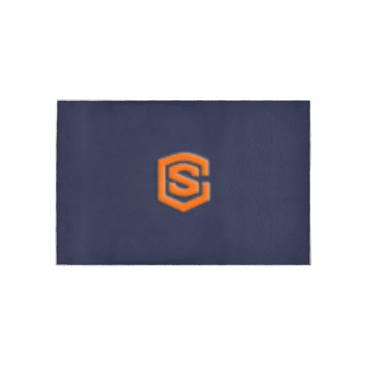 Blue Area Rug Orange Logo Area Rug 5' x 3.2'