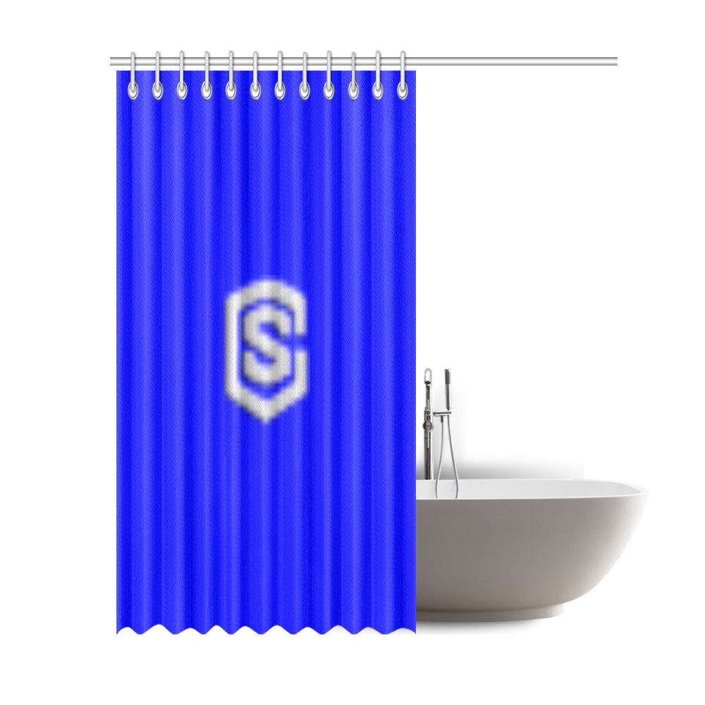 Blue Shower Curtain 69"x84" with Silver Logo Shower Curtain 69"x84"