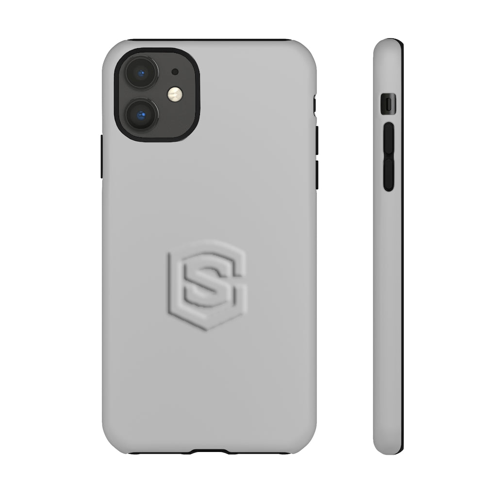 Grey Tough Cases Silver Logo