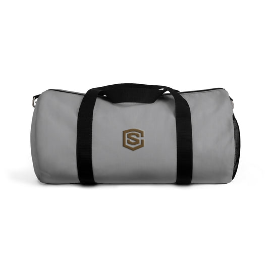 Grey Duffel Bag Brown Logo