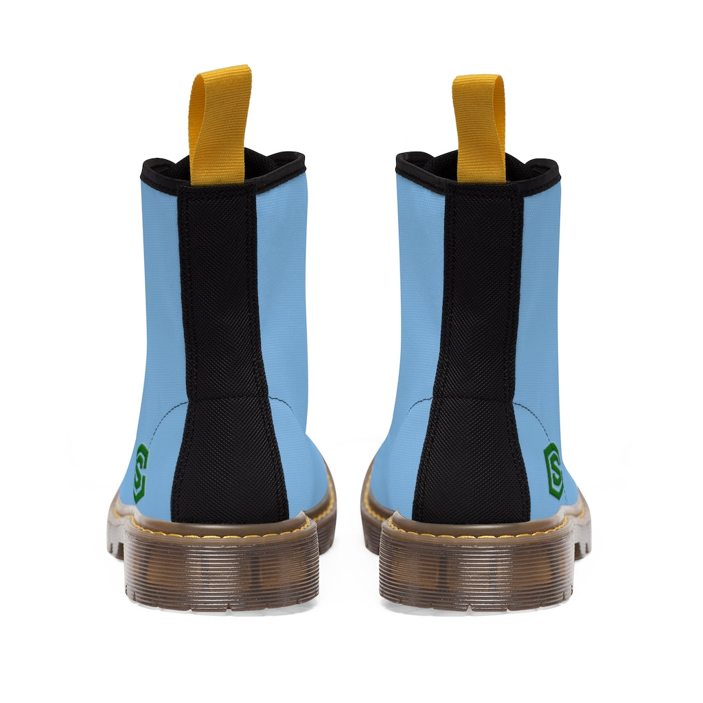 Blue Men's Canvas Boots Green Logo
