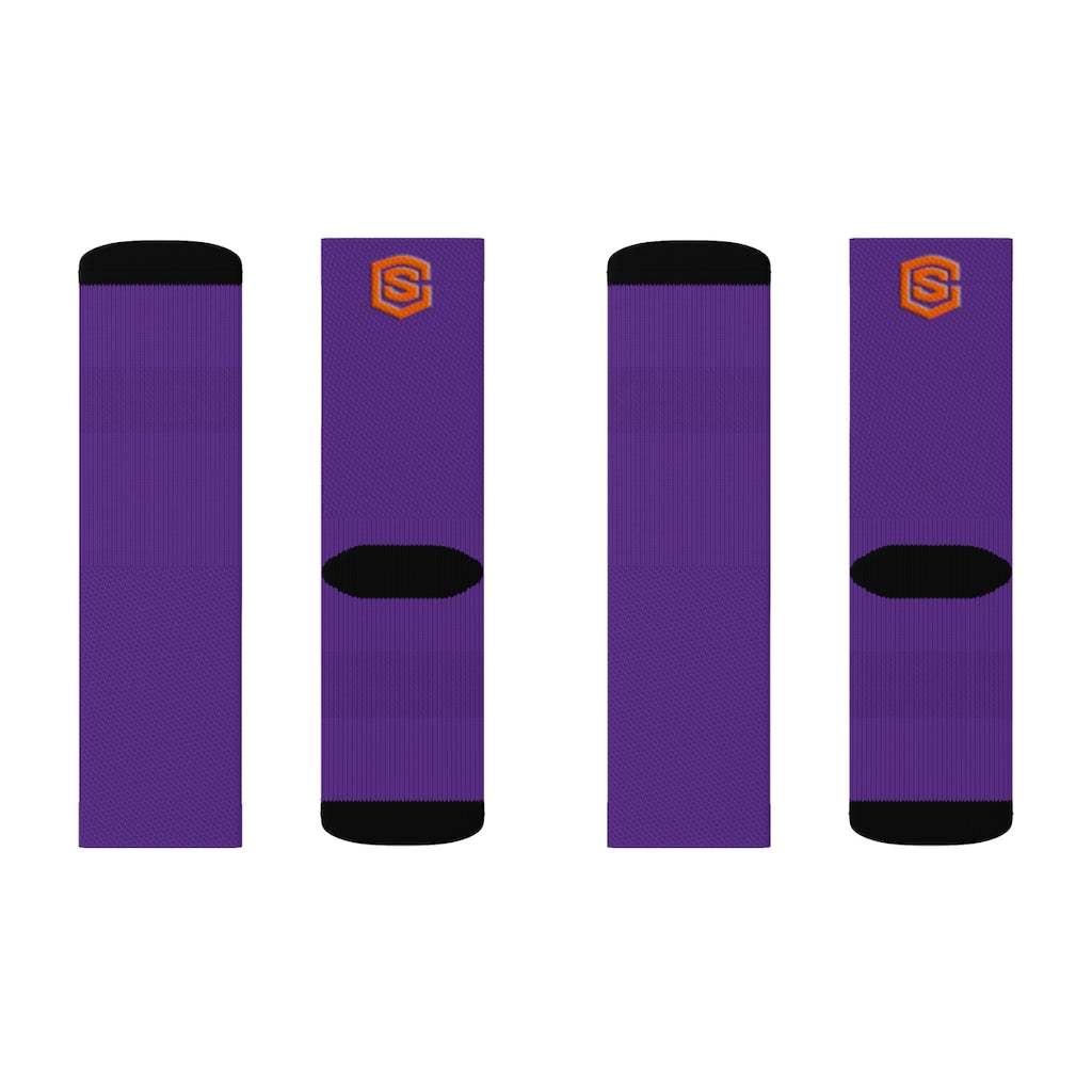Purple Sublimation Socks Orange Logo