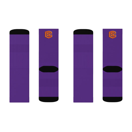 Purple Sublimation Socks Orange Logo