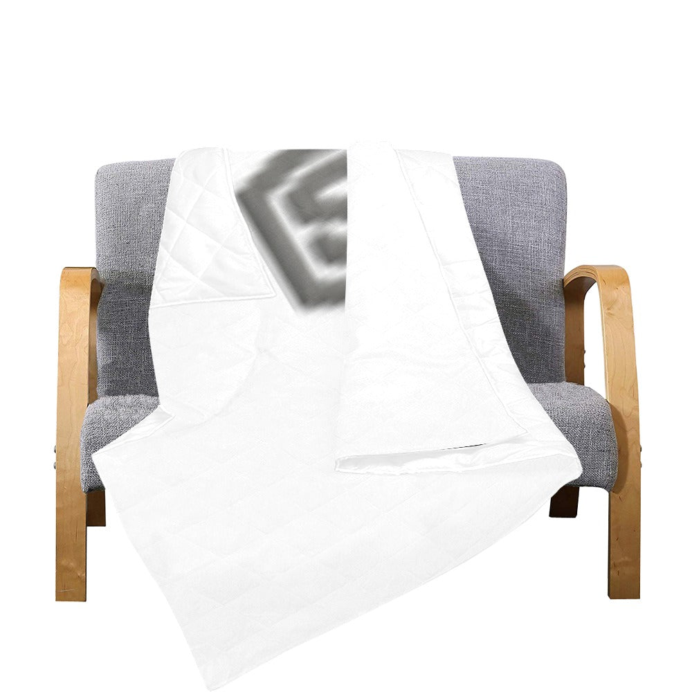 White  Quilt with Gray Logo Custom Quilt  70" x 80"