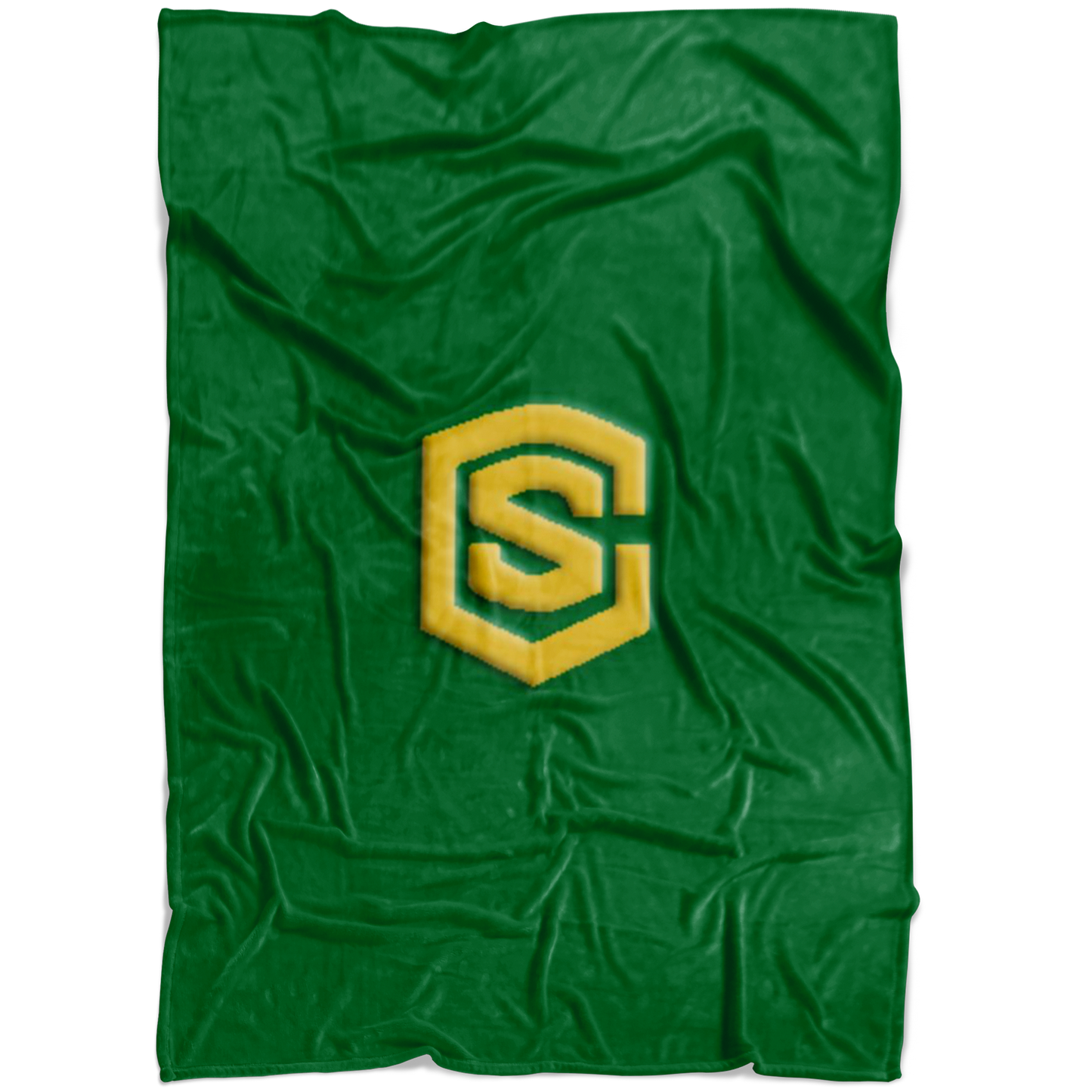 Green Fleece Blanket Gold Logo