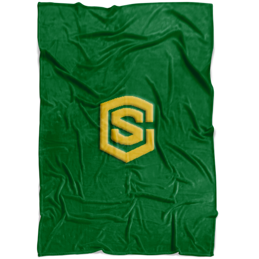 Green Fleece Blanket Gold Logo