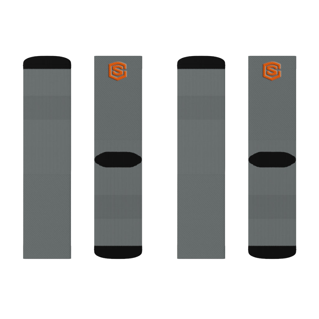 Dark Grey Sublimation Socks Orange Logo