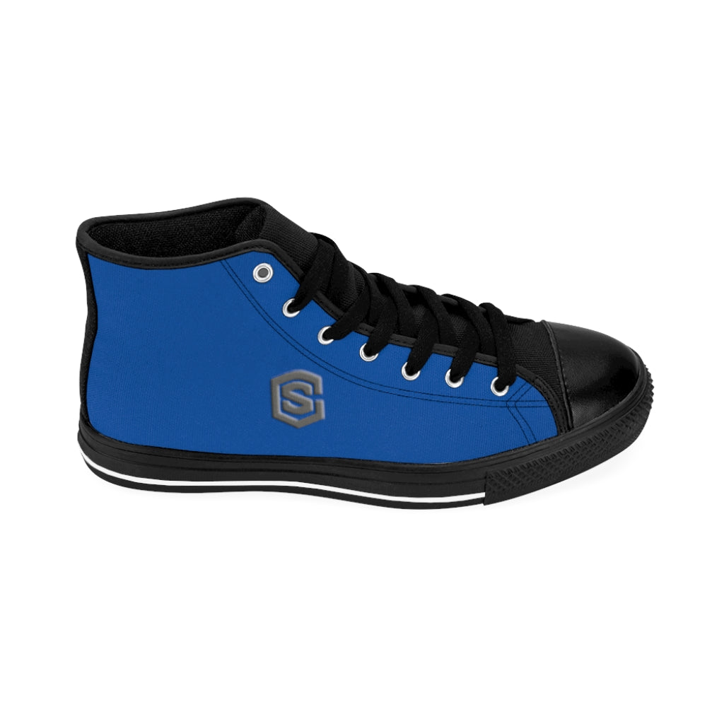 blue Men's High-top Sneakers Silver logo