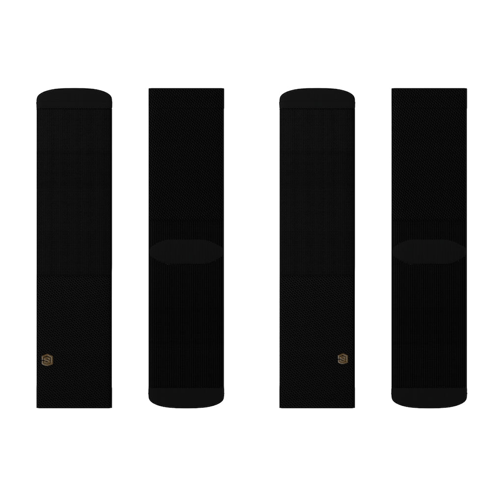 Black Sublimation Socks with Brown Logo