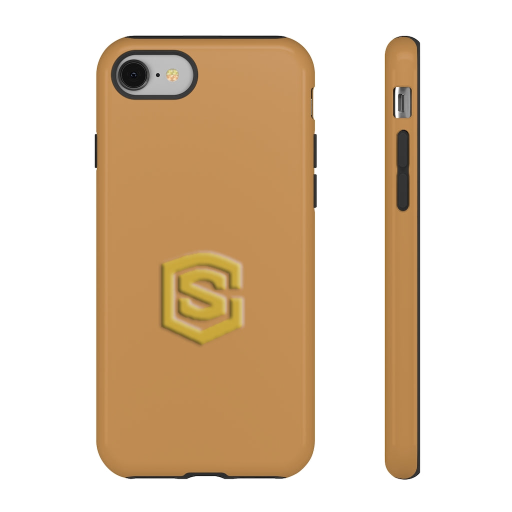 Light Brown Tough Cases Gold Logo