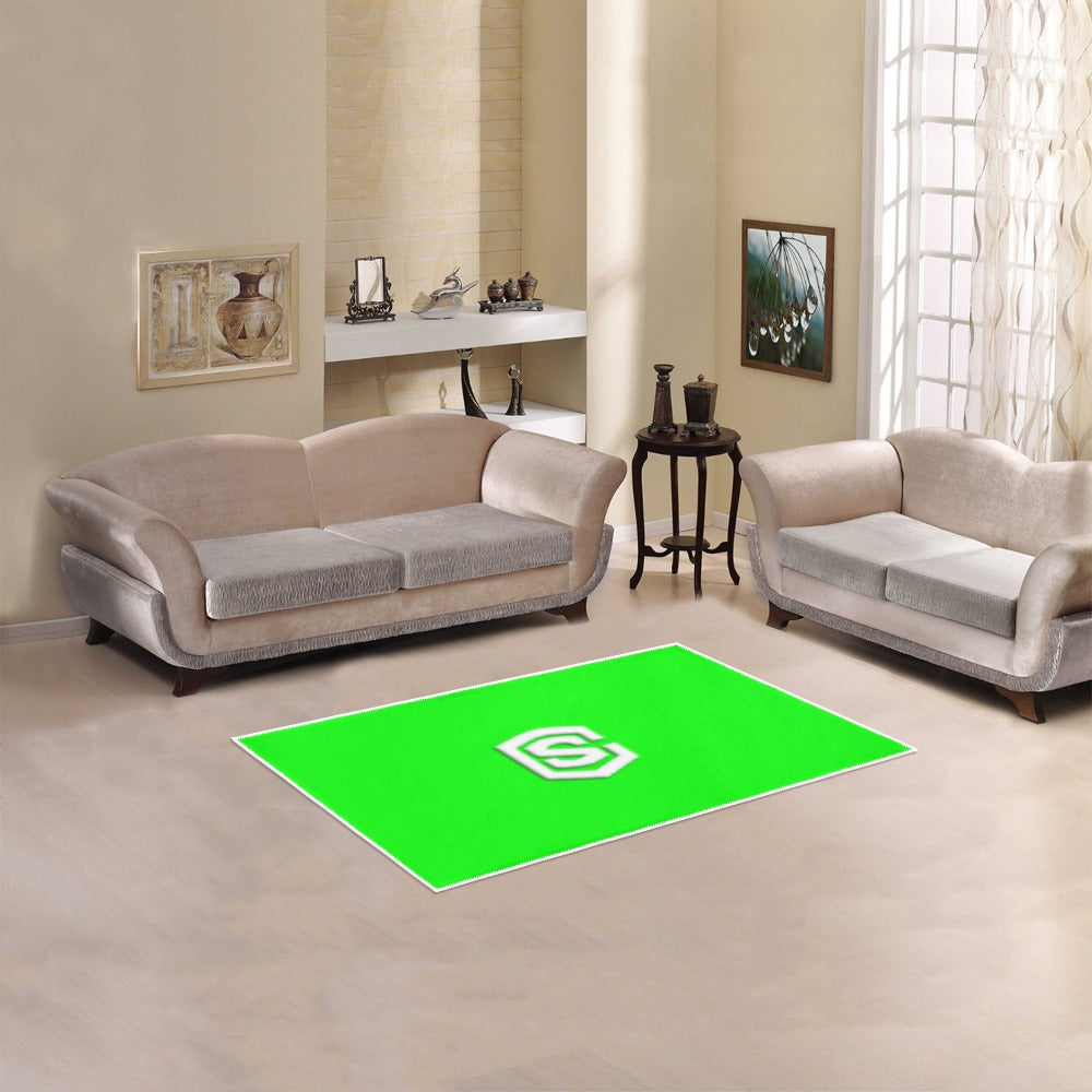 Green Area Rug 2.6' x 1.7' with White Logo Area Rug 2.6' x 1.7'