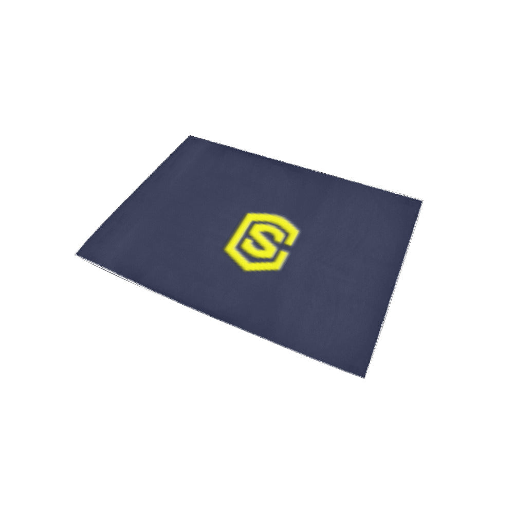 Blue Area Rug Yellow Logo Area Rug 5' x 3.2'