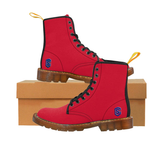Red Men's Canvas Boots Blue Logo