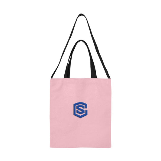 Pink All Over Print Canvas Tote Bag With Blue Logo All Over Print Canvas Tote Bag(Model1698)(Medium)