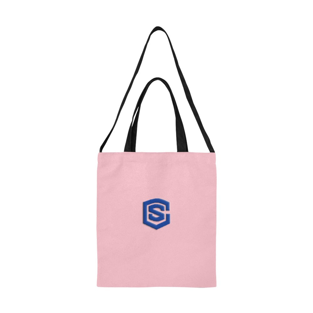 Pink All Over Print Canvas Tote Bag With Blue Logo All Over Print Canvas Tote Bag(Model1698)(Medium)