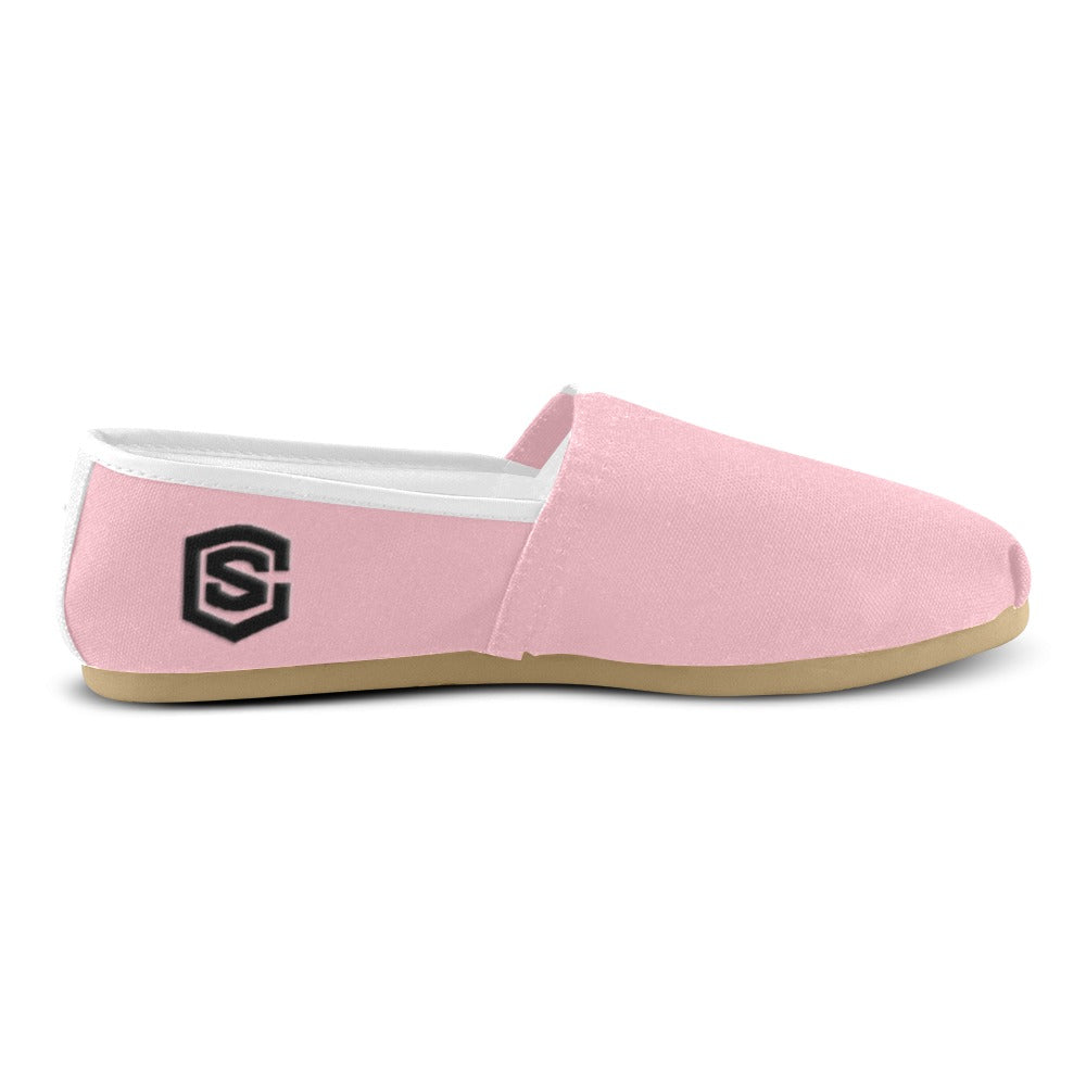 PINK casual shoes for women WITH BLACK LOGO Casual Canvas Women's Shoes (Model 004) (Designs are mirrored)