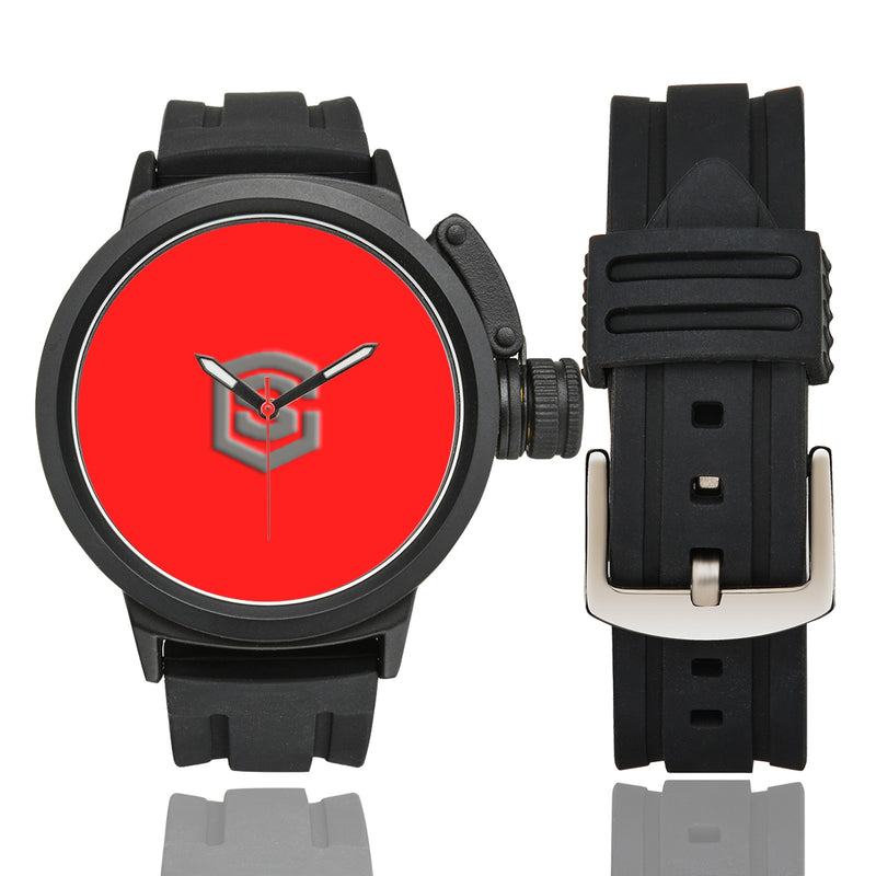 RED MEN SPORT WATCH WITH GRAY LOGO Men's Sport Watch (Model 309)