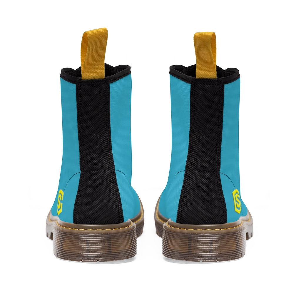 Blue Men's Canvas Boots Yellow Logo