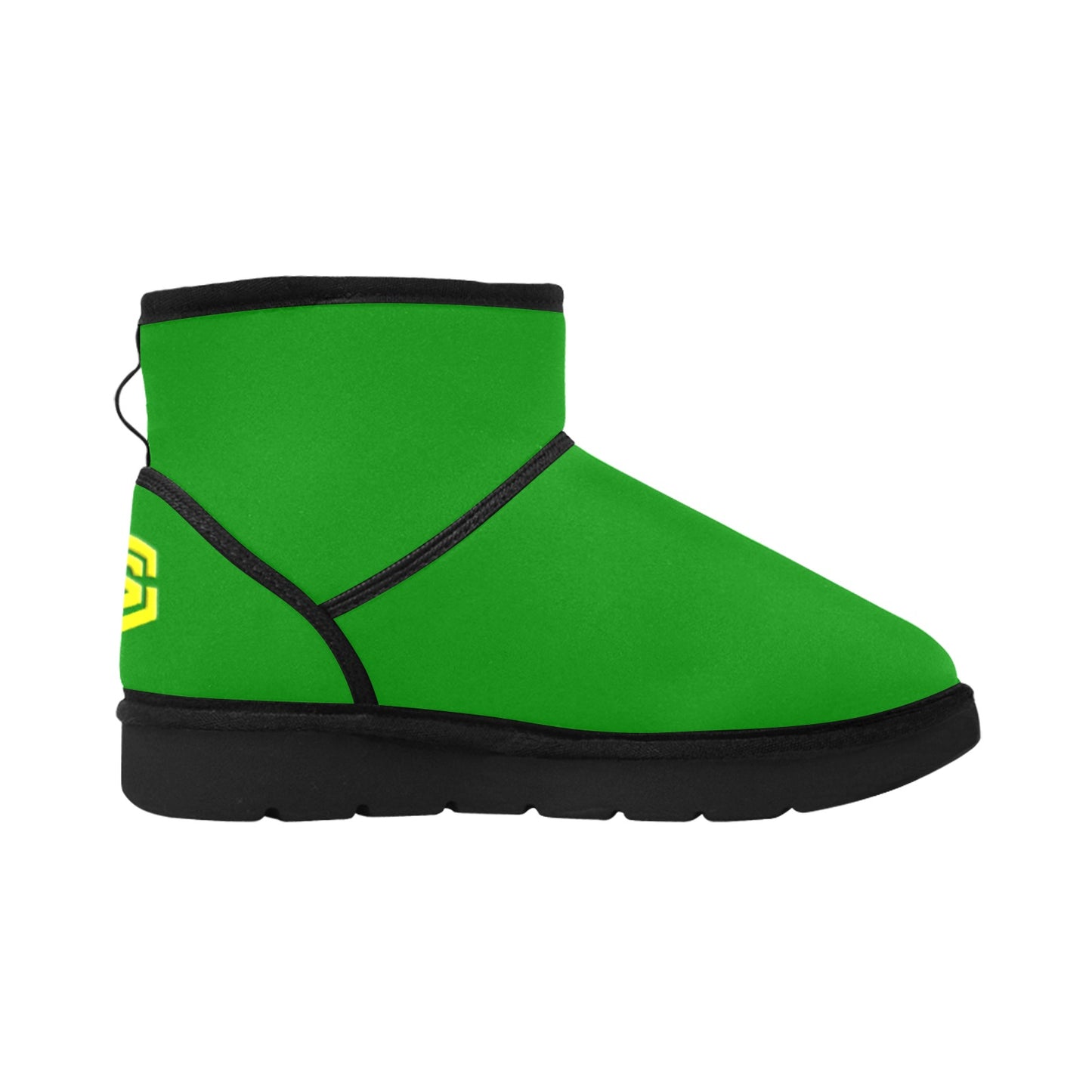 GREEN Low Top Men's Snow Boots WITH YELLOW LOGO Low Top Men's Snow Boots (Model 049)