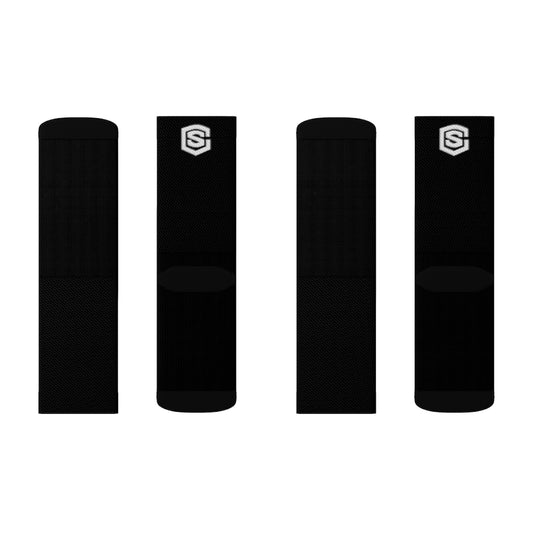 Black Sublimation Socks White Logo