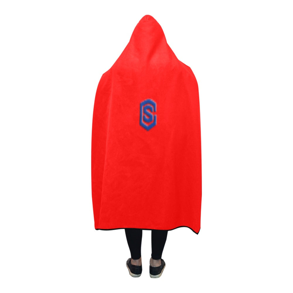 RED Hooded Blanket WHITH BLUE  LOGO Hooded Blanket 80"x56"