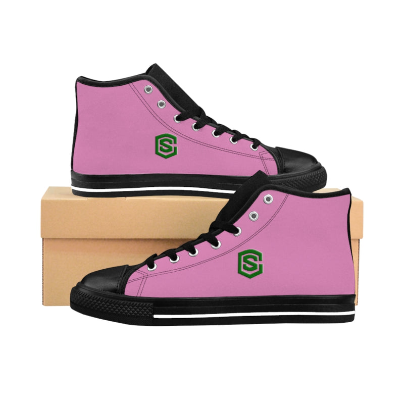 pink Men's High-top Sneakers - green logo
