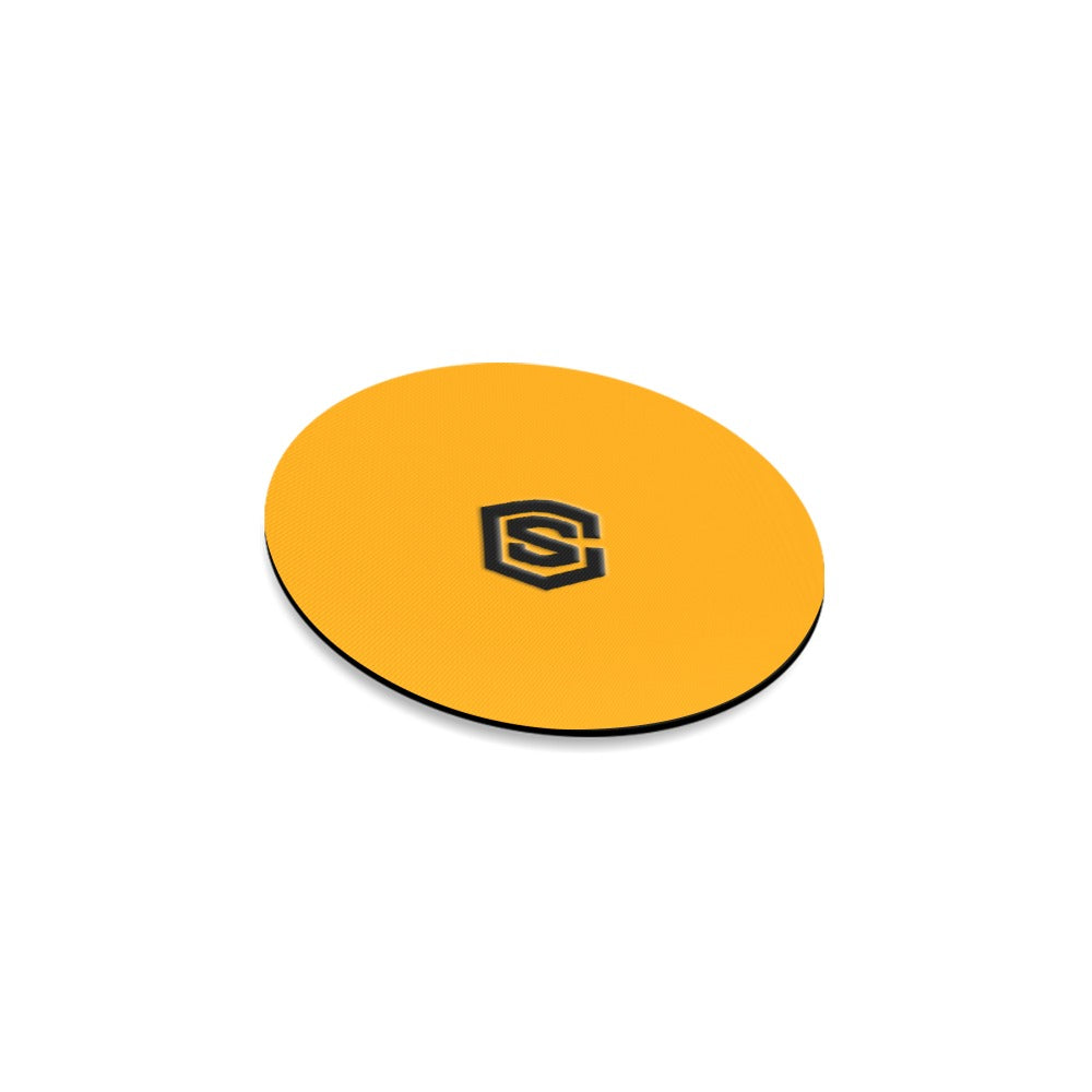 Orange Round Coaster with Black Logo Round Coaster