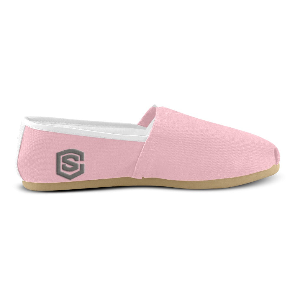 PINK casual shoes for women WITH GRAY LOGO Casual Canvas Women's Shoes (Model 004) (Designs are mirrored)
