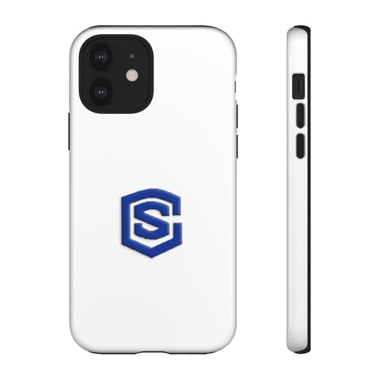 White Tough Cases Blue Logo