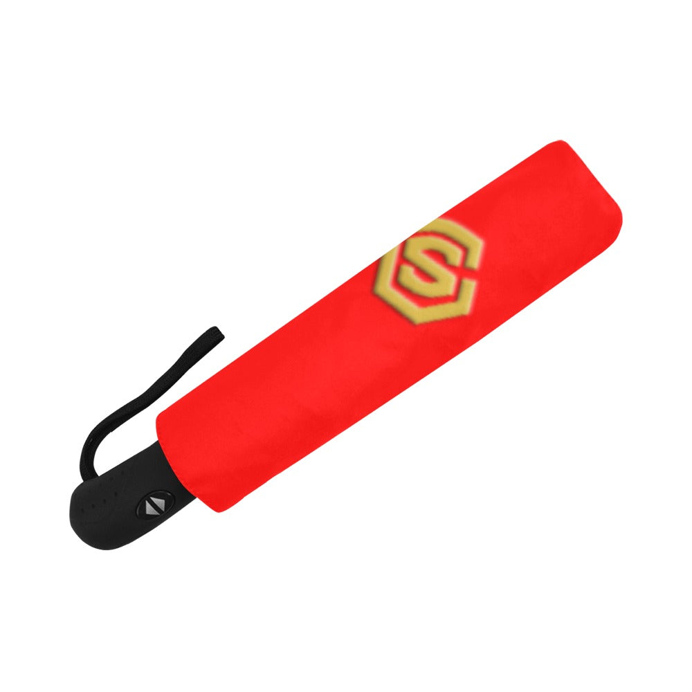 Red Anti-UV Automatic Umbrella With Gold Logo Anti-UV Automatic Umbrella(Outside Printing)(Model U09)