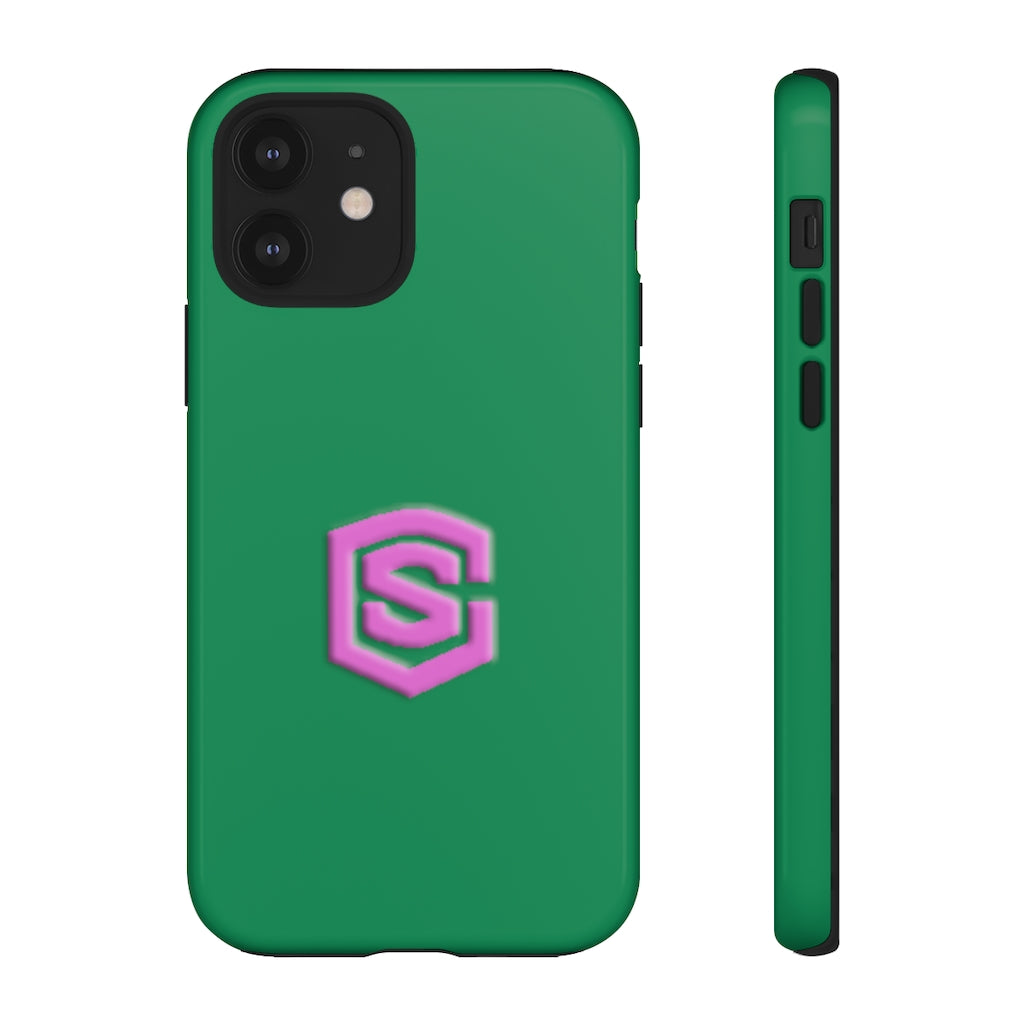 Green Tough Cases Pink Logo