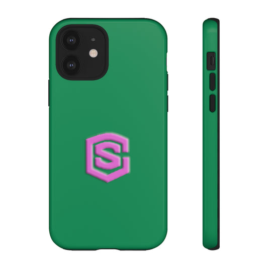 Green Tough Cases Pink Logo