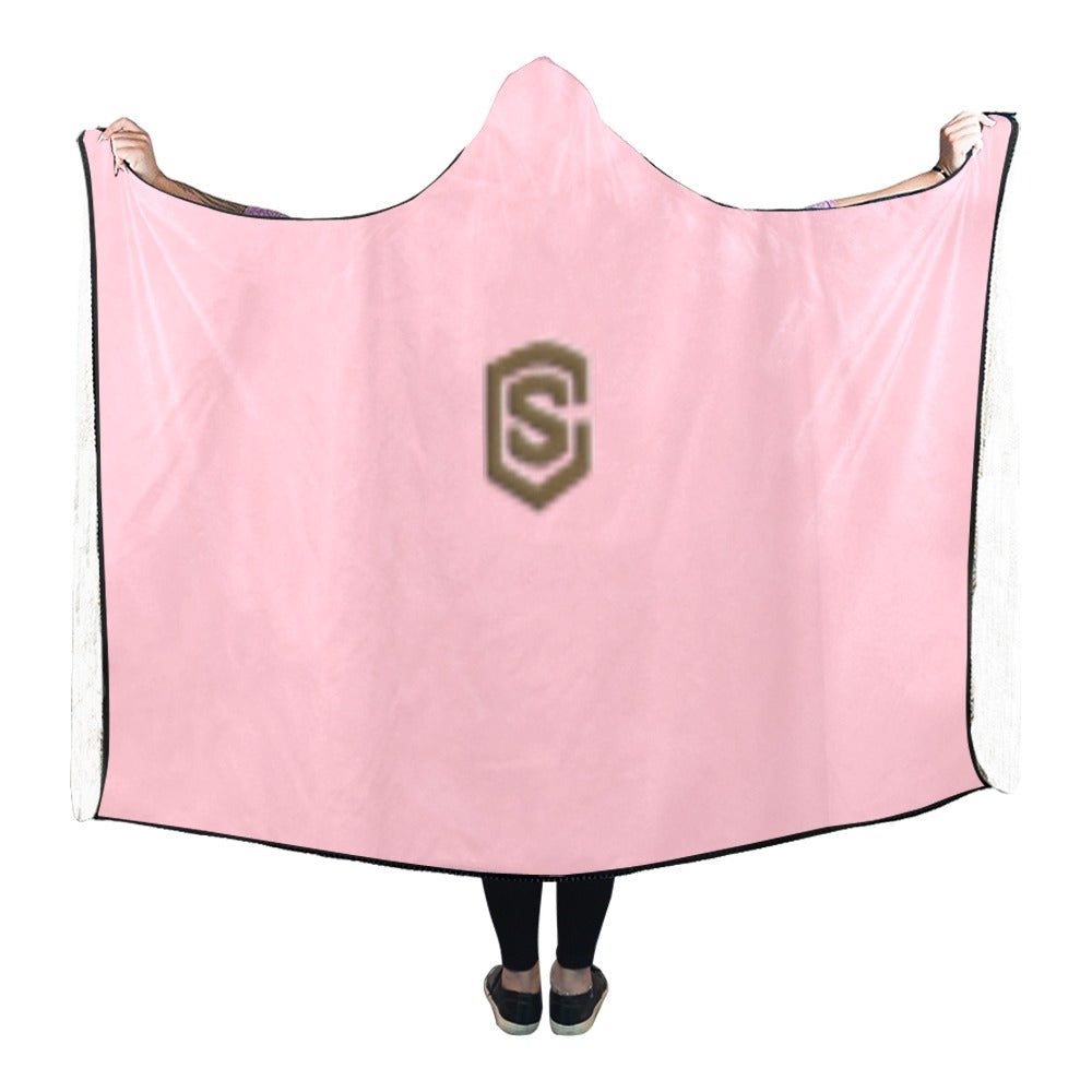 Pink Hooded Blanket 80"x56" with Brown Logo Hooded Blanket 80"x56"