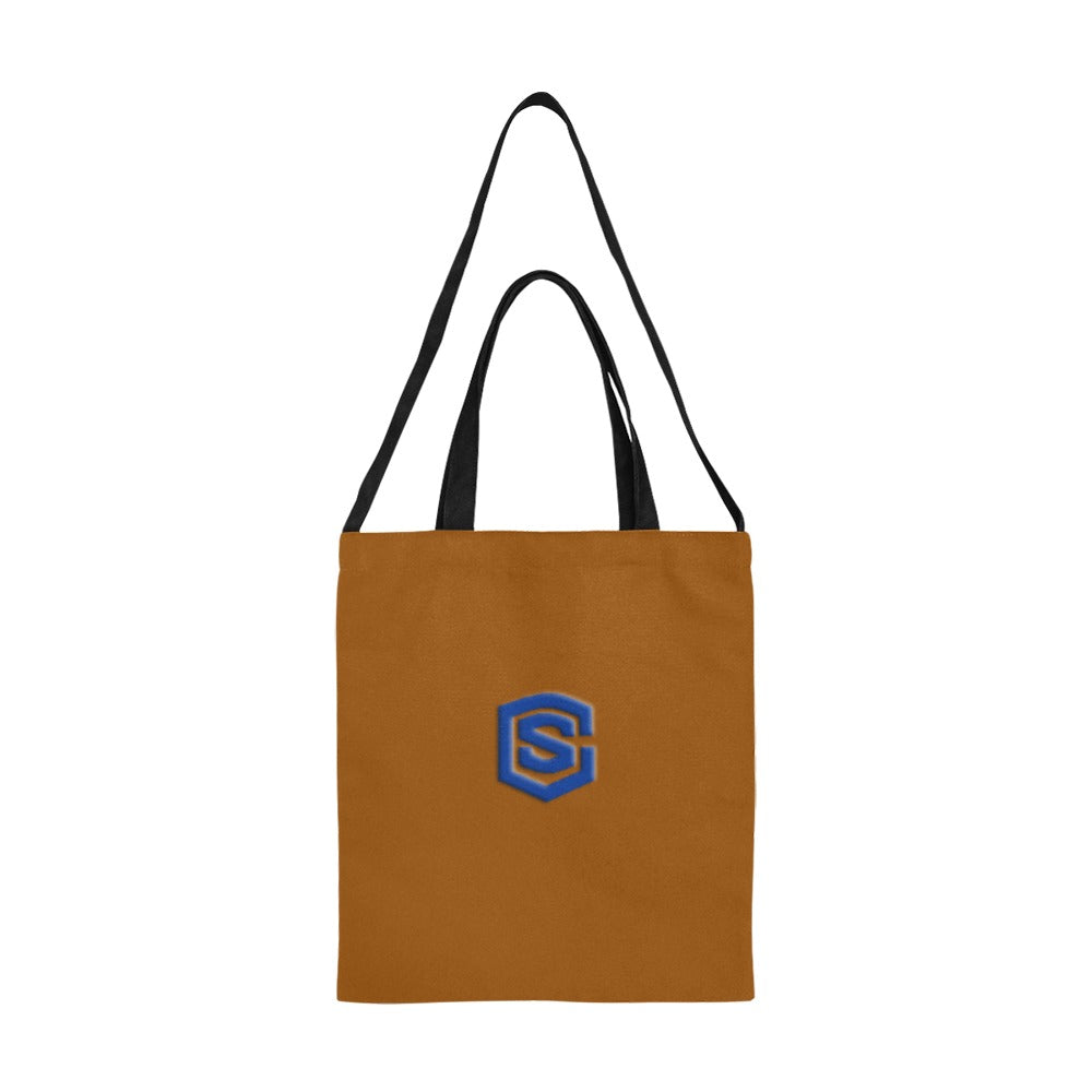 Brown All Over Print Canvas Tote Bag With Blue Logo All Over Print Canvas Tote Bag(Model1698)(Medium)