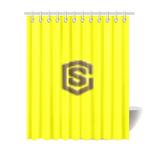 Yellow Shower Curtain 69"x84" with Brown Logo Shower Curtain 69"x84"