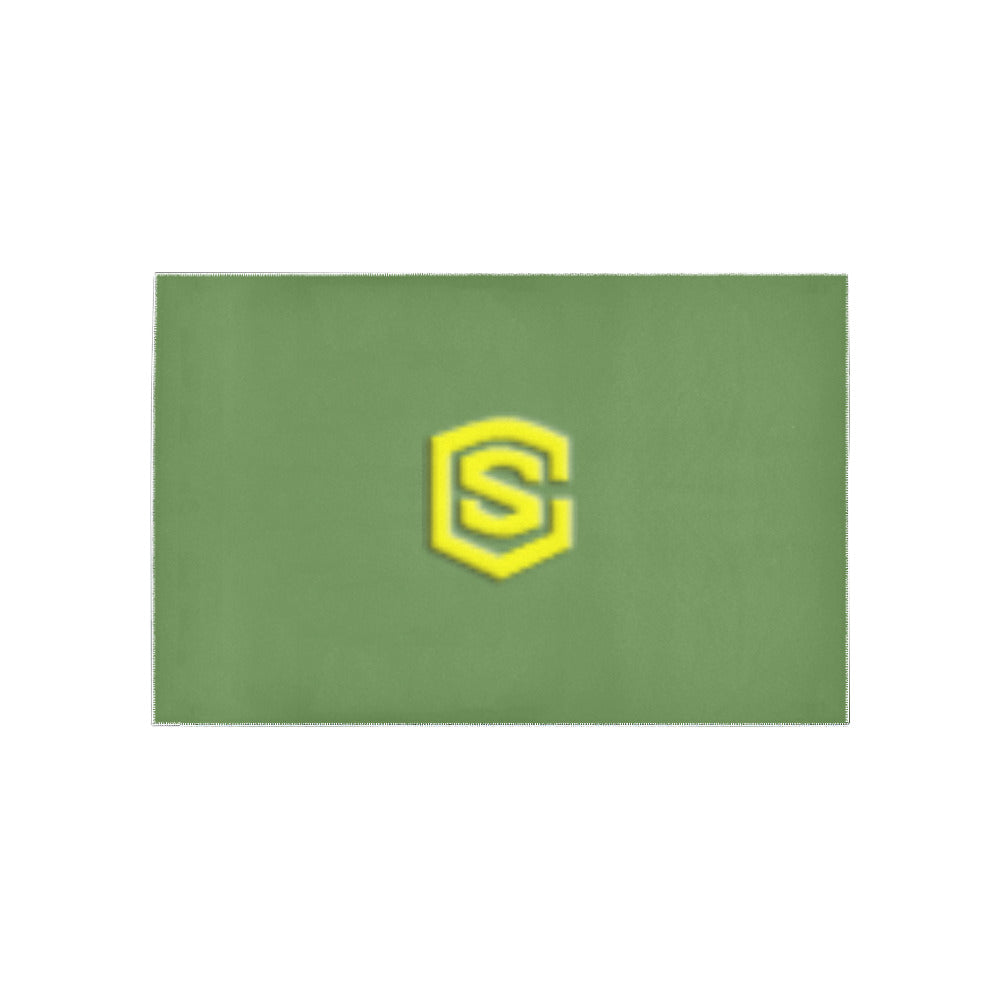 Green Area Rug Yellow Logo Area Rug 5' x 3.2'