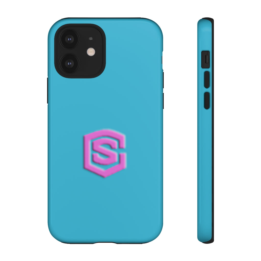 Blue Tough Cases Pink Logo