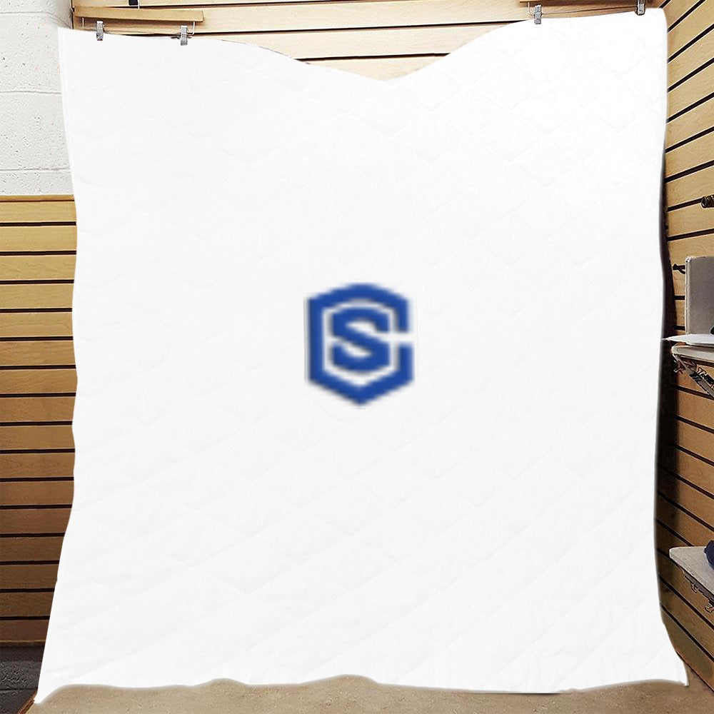 WHITE CUSTOM QUILT BLUE LOGO Custom Quilt  70" x 80"