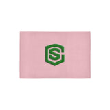 Pink Door Mat with Green Logo Doormat 24" x 16" (Sponge Material)