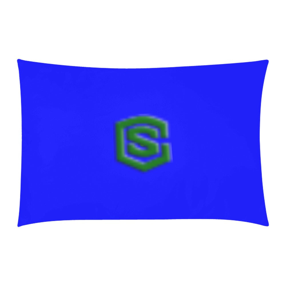 Blue 3-Piece Bedding Set (1 Duvet Cover 86"x70"; 2 Pillowcases 20"x30")(One Side) wtih Green Logo 3-Piece Bedding Set (1 Duvet Cover 86"x70"; 2 Pillowcases 20"x30")(One Side)