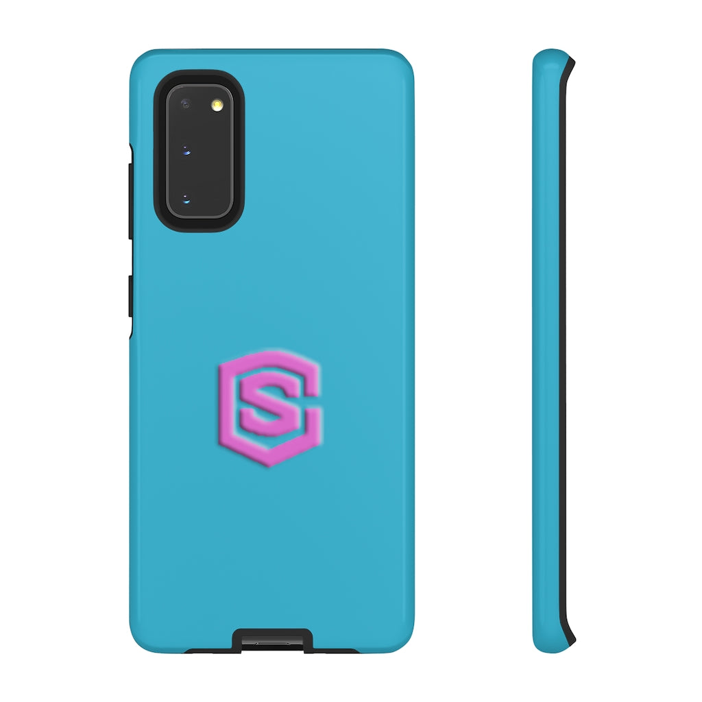 Blue Tough Cases Pink Logo