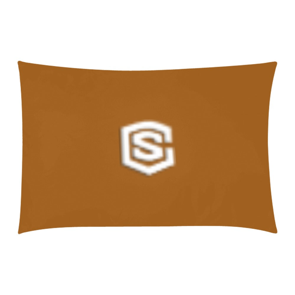 Brown 3-Piece Bedding Set (1 Duvet Cover 86"x70"; 2 Pillowcases 20"x30")(One Side) wtih White Logo 3-Piece Bedding Set (1 Duvet Cover 86"x70"; 2 Pillowcases 20"x30")(One Side)