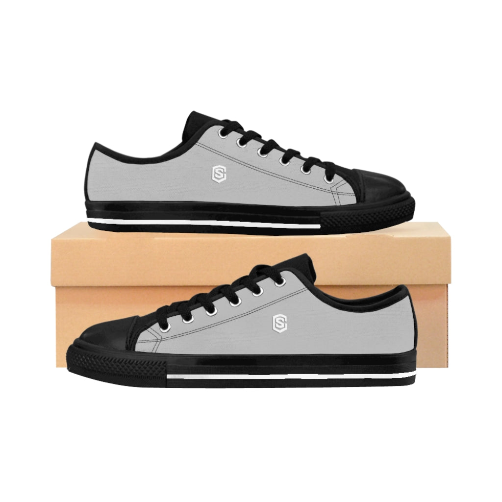 grey Men's Sneakers - white logo