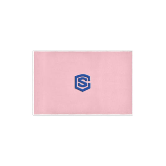 PINK SMALL AREA RUG WITH BLUE LOGO Area Rug 2.6' x 1.7'